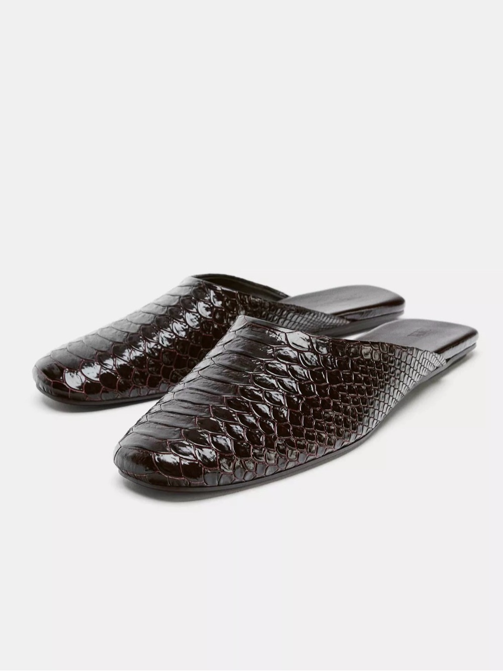 Zara Black Textured Slip-On Mules